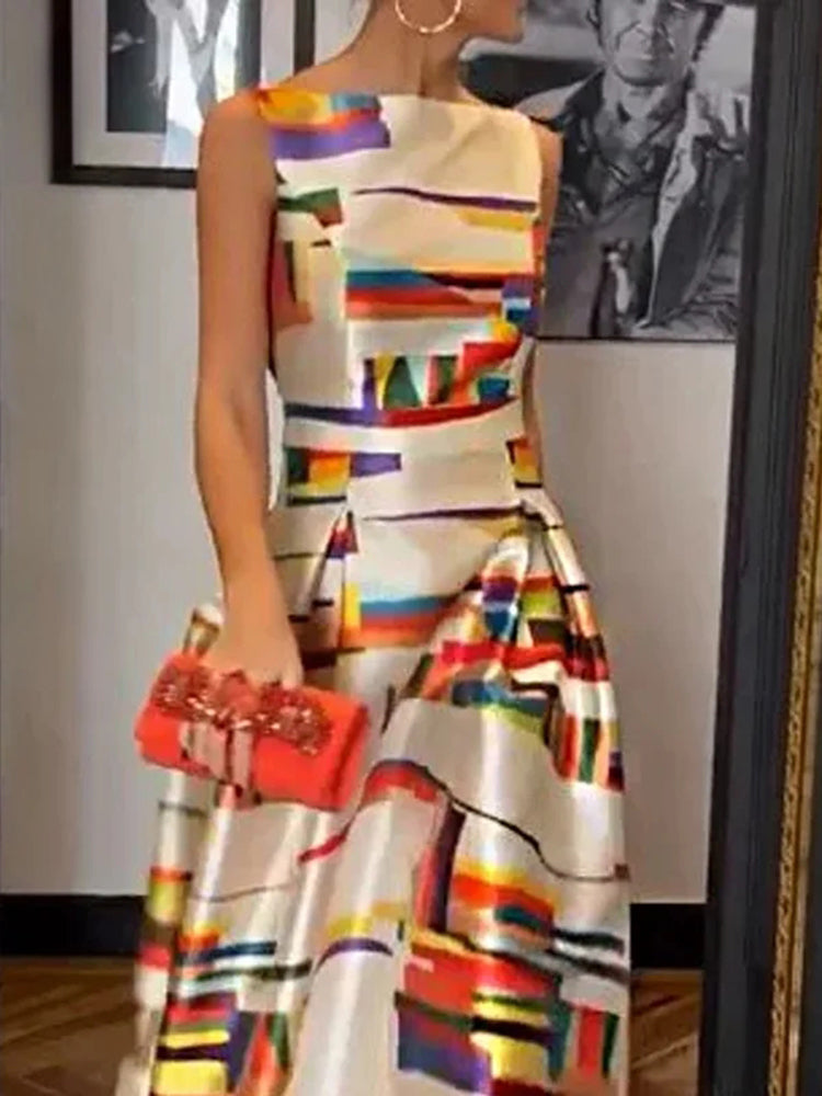 Geometric Print Sleeveless Dress Chic For Women | Isabel