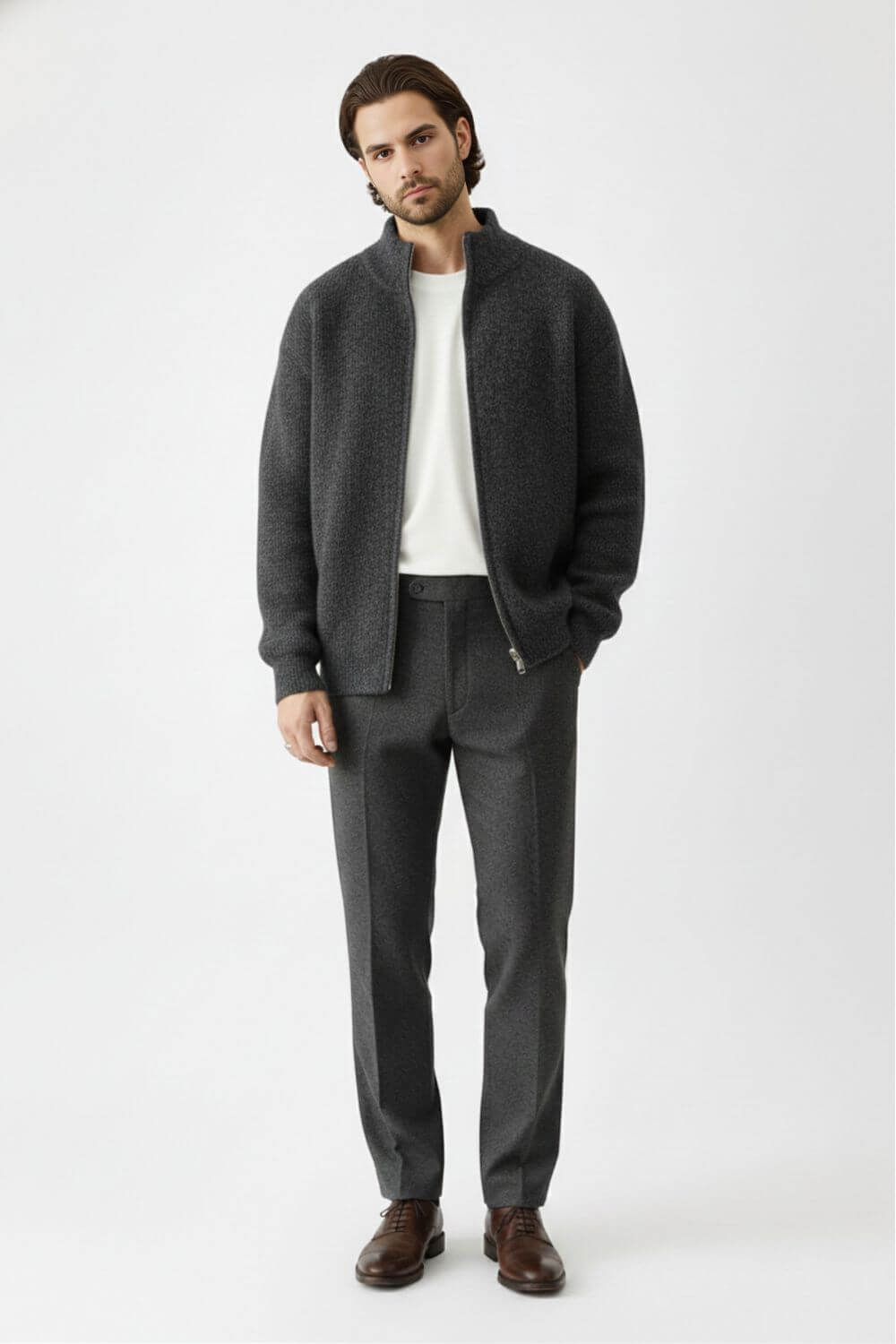 Full Zip Stand Collar Jacket Stylish For Men | Darvyn
