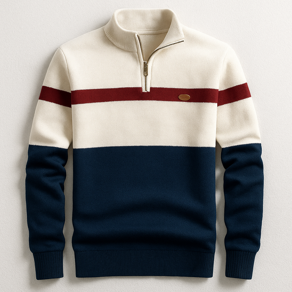 Heritage Stripe Quarter-Zip Sweater Cozy For Men | Alden