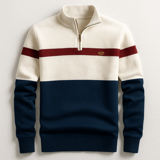 Heritage Stripe Quarter-Zip Sweater Cozy For Men | Alden