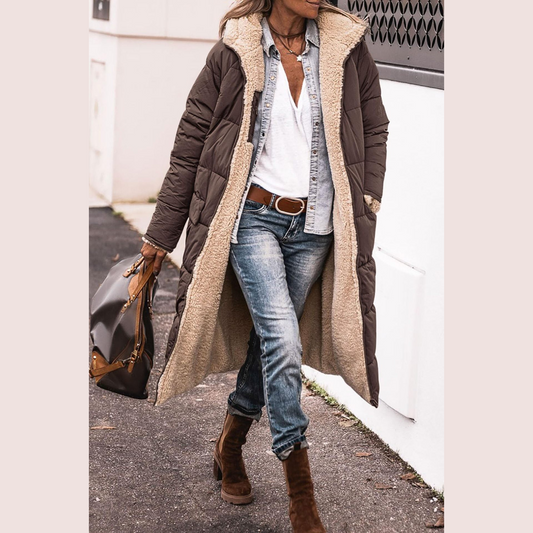 Elegant reversible everyday two-look coat for women | Amelia -1