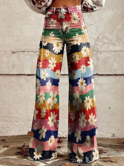 Vibrant retro wide-leg everyday trousers for women | Cirilla -10