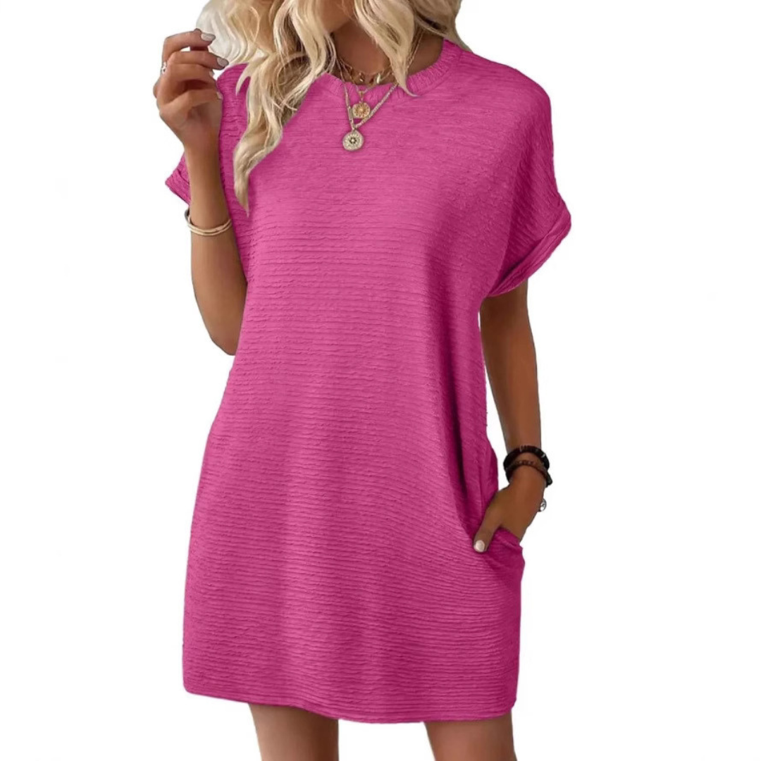 Casual Minimalist Round Neck Dress Chic For Women | Lurelle