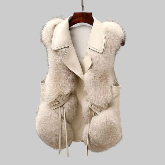Elegant everyday faux fur sleeveless vest for women | Nereida -1