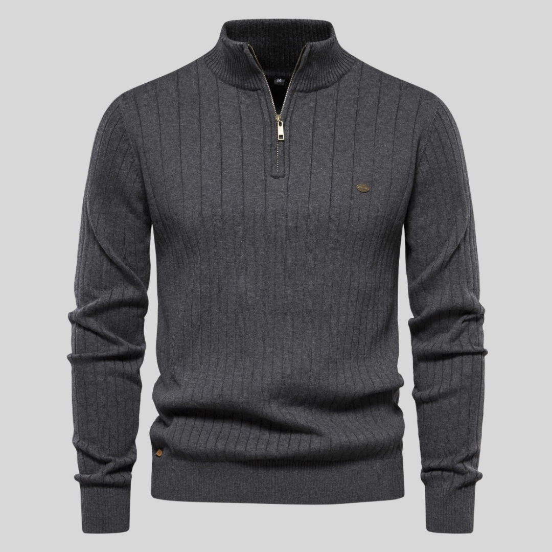 Ribbed Zip Neck Sweater Cozy for Men | Corin