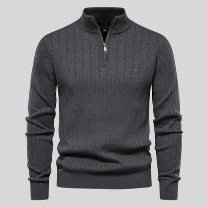 Ribbed Zip Neck Sweater Cozy for Men | Corin