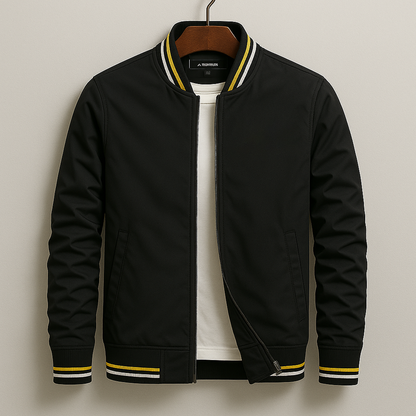 Striped Trim Zip-Up Jacket Stylish For Men | Grayson