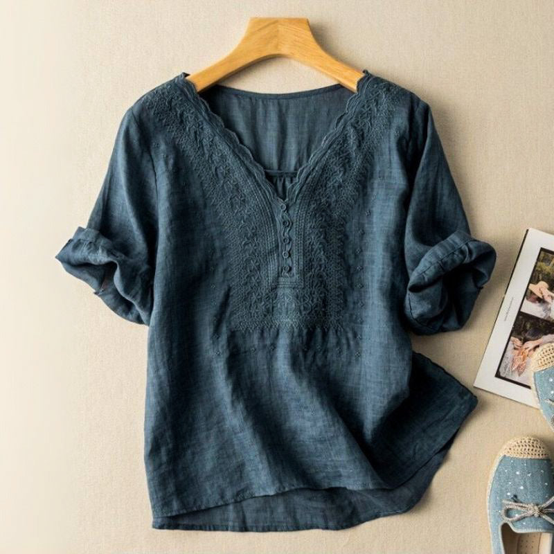 Breathable linen relaxed blouse for women | Luciana - 1