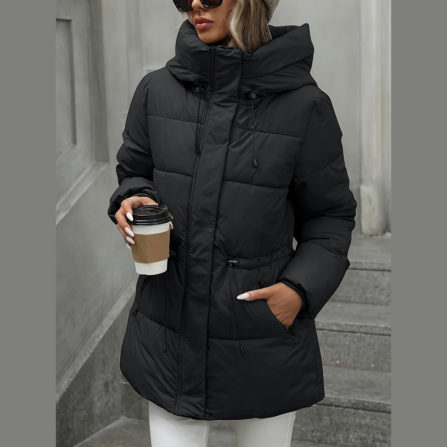 Elegant oversized hooded winter parka for women | Aurora -5