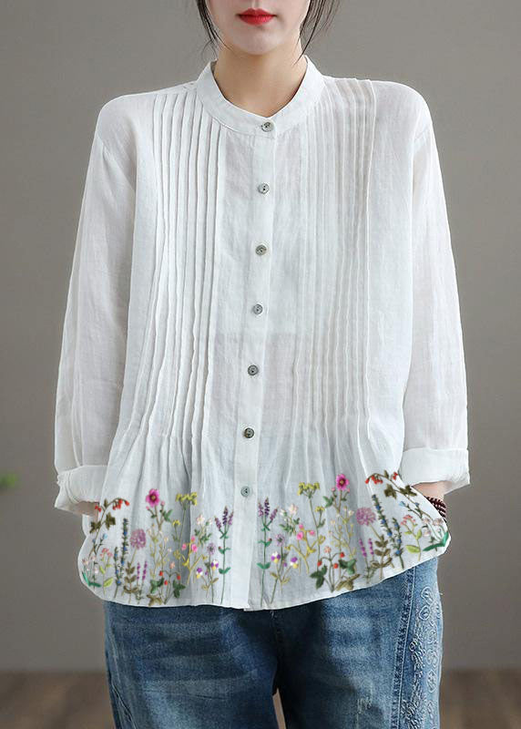 Breathable linen relaxed blouse for women - 15