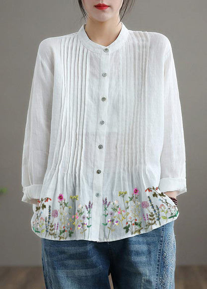Breathable linen relaxed blouse for women - 15