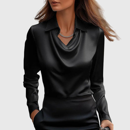 Draped Neck Elegant Blouse Chic For Women | Vivienne