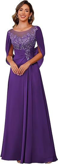 Elegant A-line dress with cape for occasions for women | Margot -7