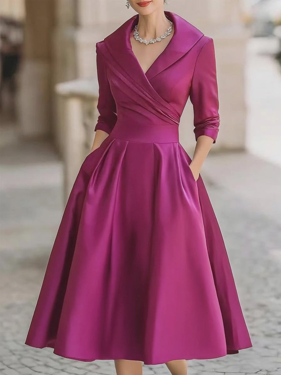 Elegant vintage satin midi dress for women - 14