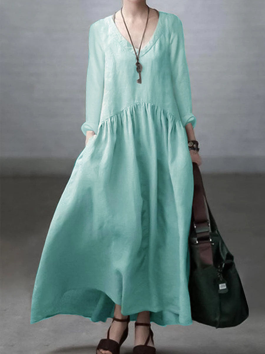 Breathable linen casual shirt dress for women - 9
