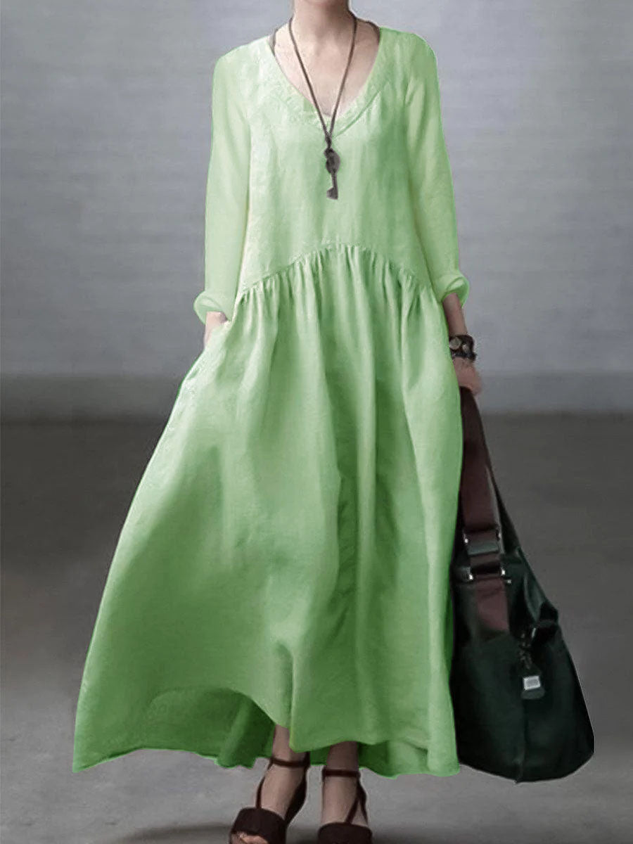 Breathable linen casual shirt dress for women - 10