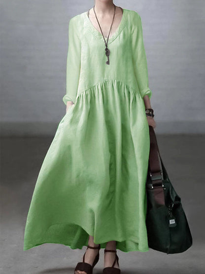 Breathable linen casual shirt dress for women - 10