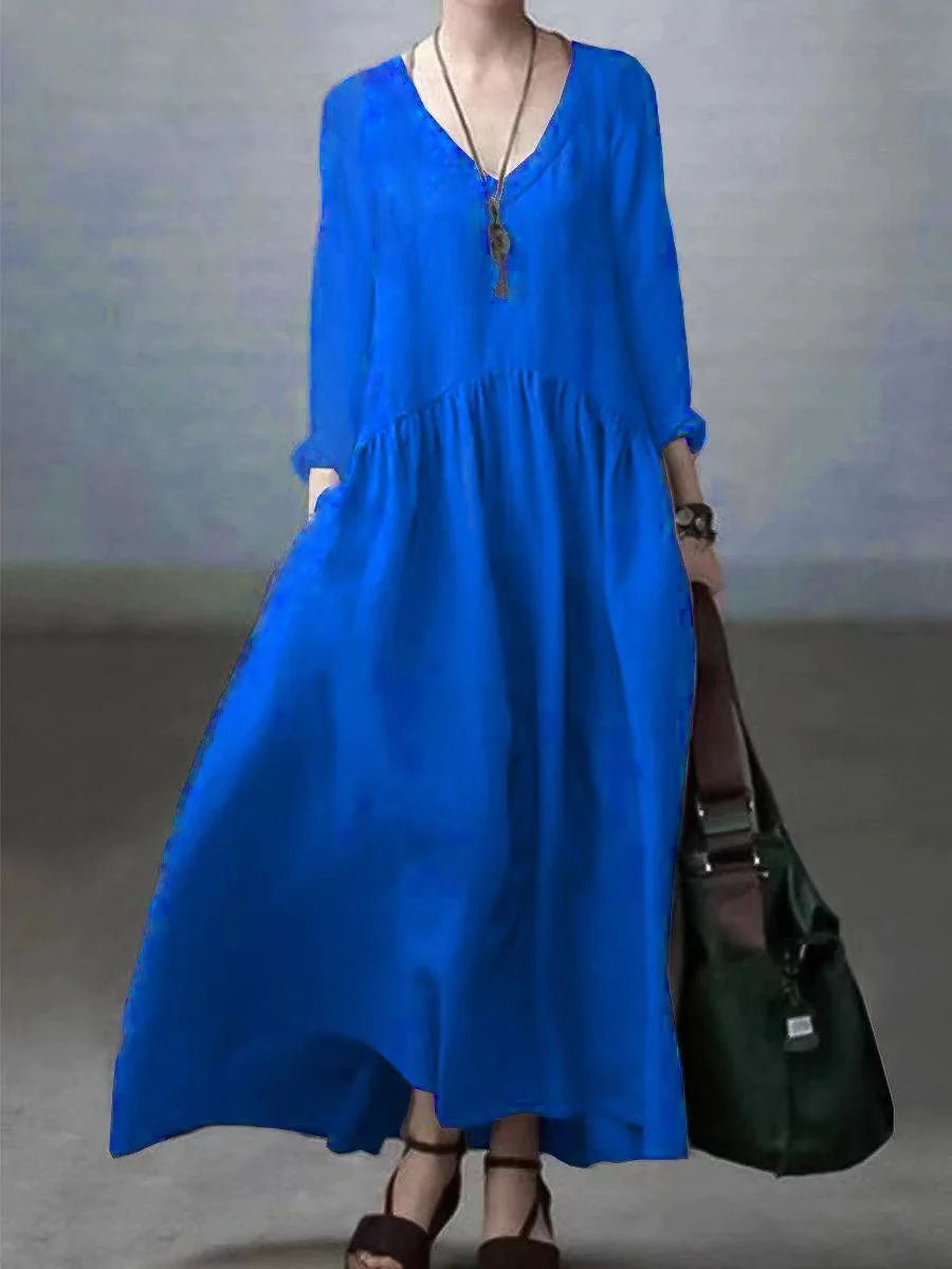 Breathable linen casual shirt dress for women - 11