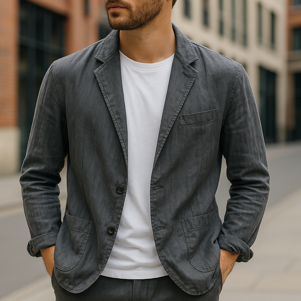 Tailored Single Button Blazer Refined for Men | Matteo
