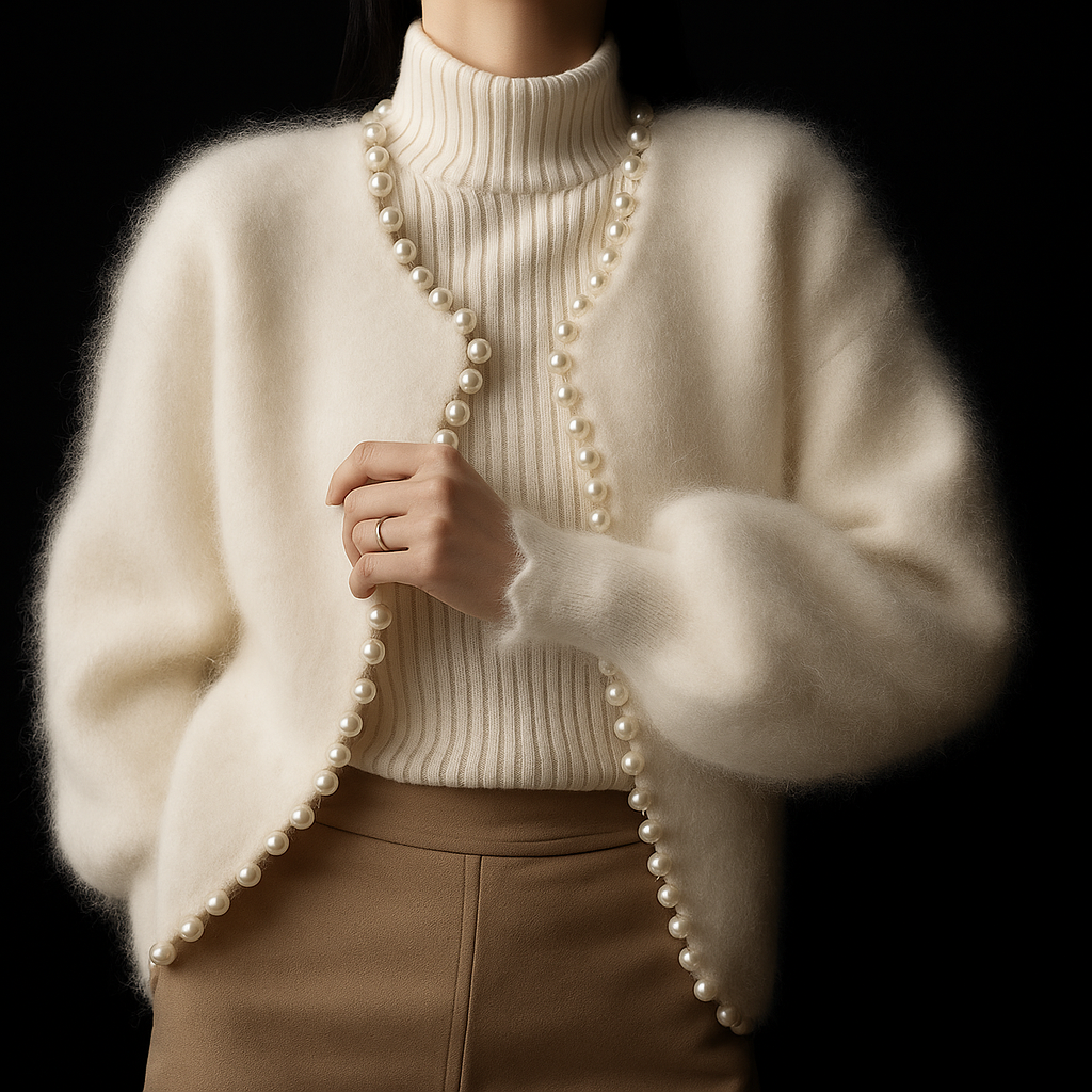 Pearl Embellished Cardigan Cozy For Women | Chloe