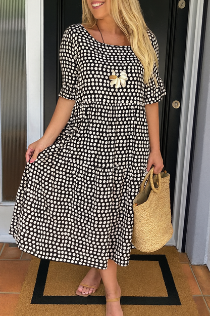 Classic short-sleeve everyday midi dress for women | Iris -4