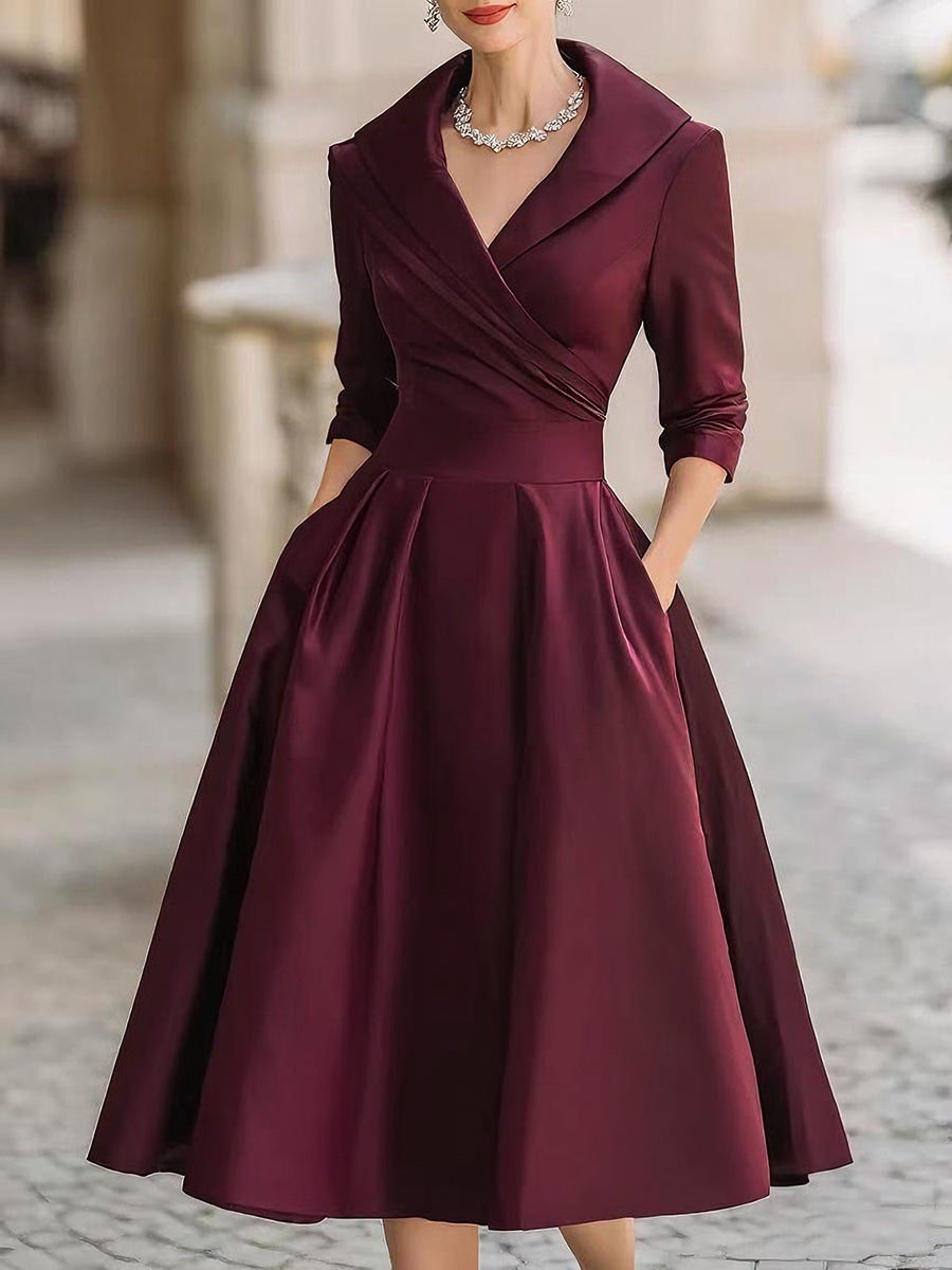 Elegant vintage satin midi dress for women - 9
