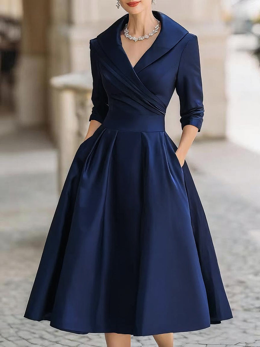 Elegant vintage satin midi dress for women - 5
