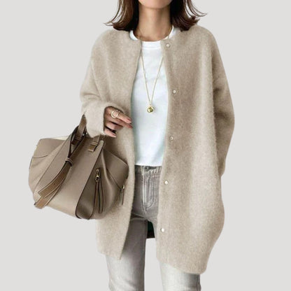 Stylish longline ribbed knit cardigan for women -1