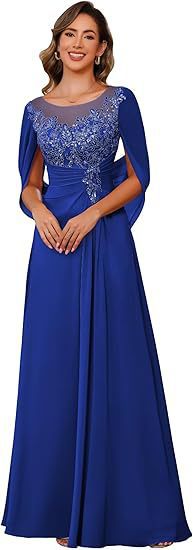 Elegant A-line dress with cape for occasions for women | Margot -6