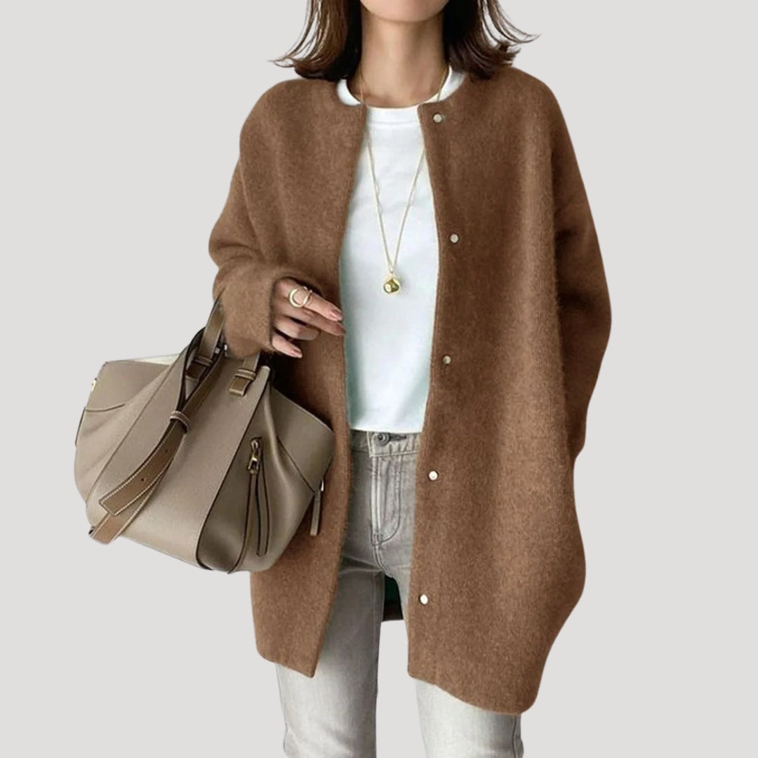 Stylish longline ribbed knit cardigan for women -2