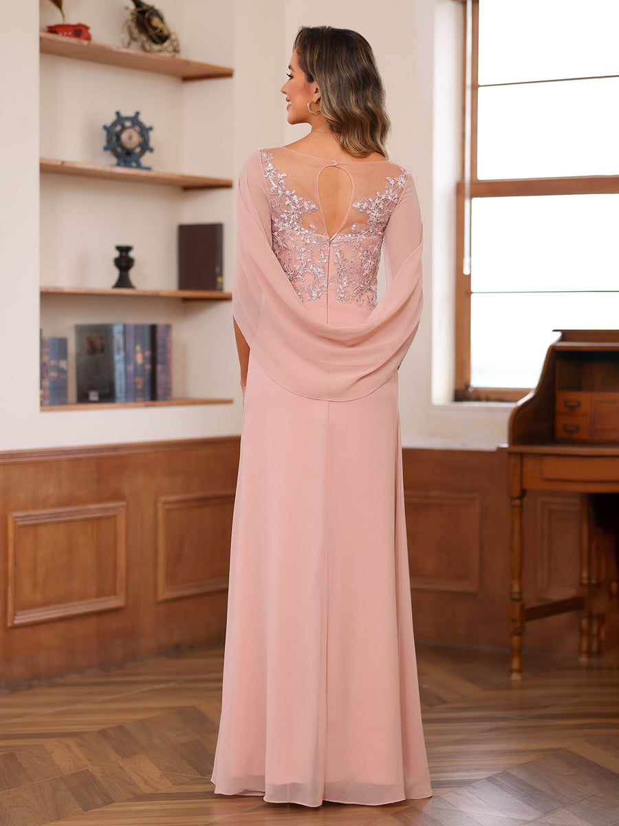 Elegant A-line dress with cape for occasions for women | Margot -2