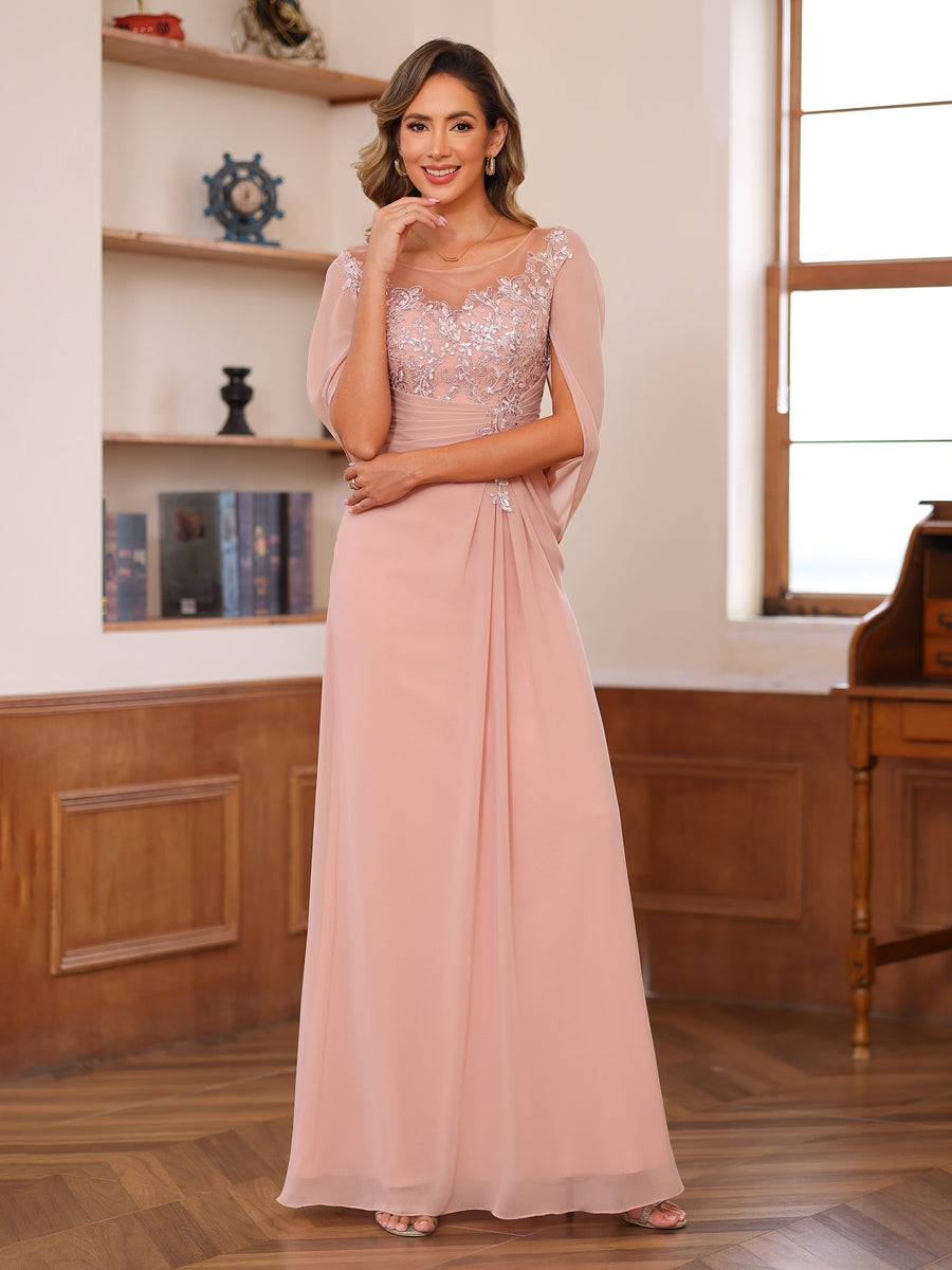 Elegant A-line dress with cape for occasions for women | Margot -4