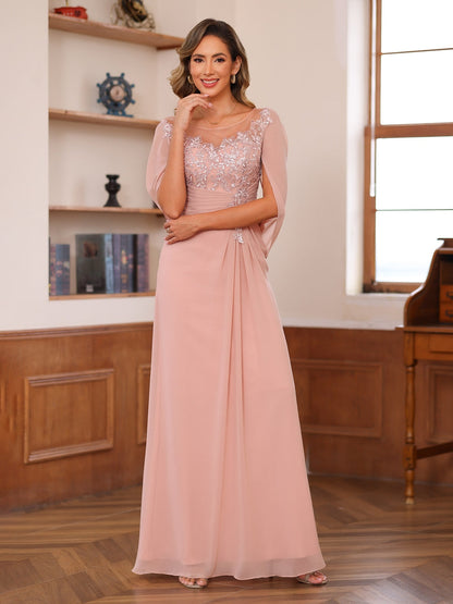 Elegant A-line dress with cape for occasions for women | Margot -4