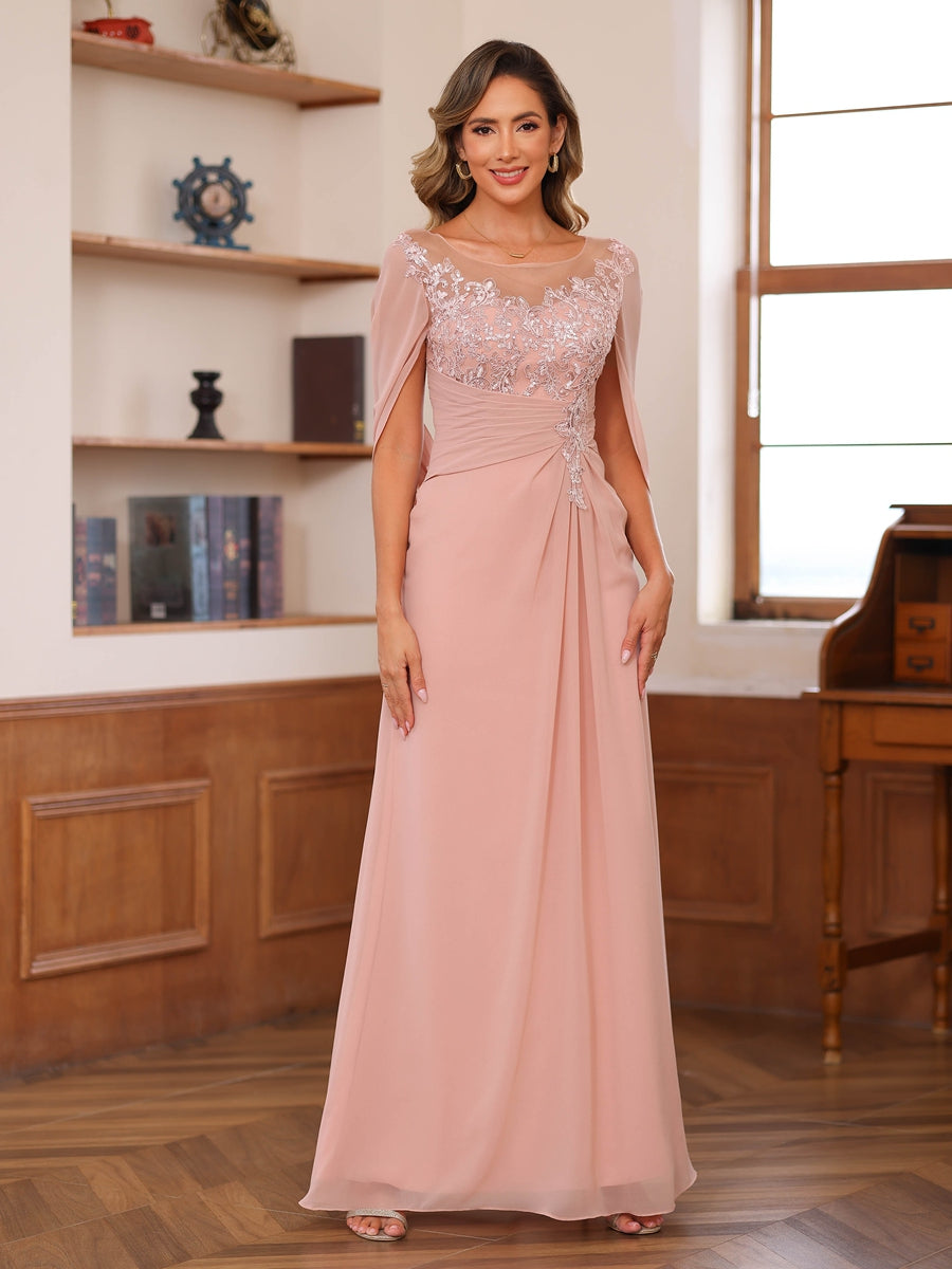 Elegant A-line dress with cape for occasions for women | Margot -5