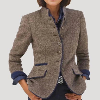 Classic structured tweed blazer for women -3
