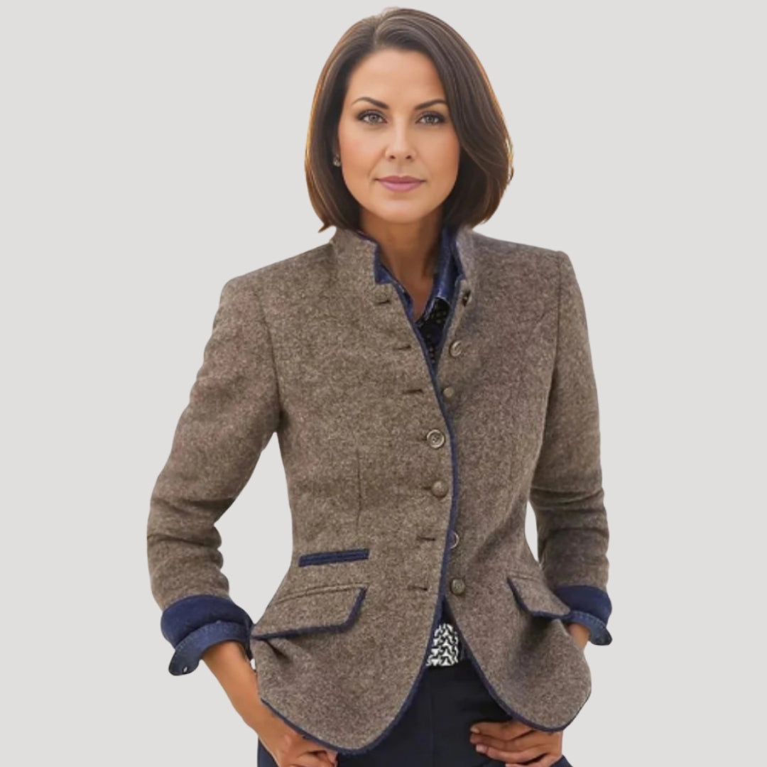 Classic structured tweed blazer for women -1