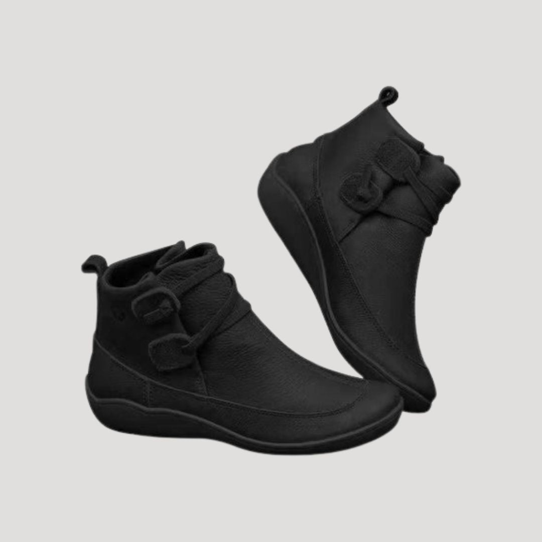 Elegant waterproof block heel ankle boots for women -4