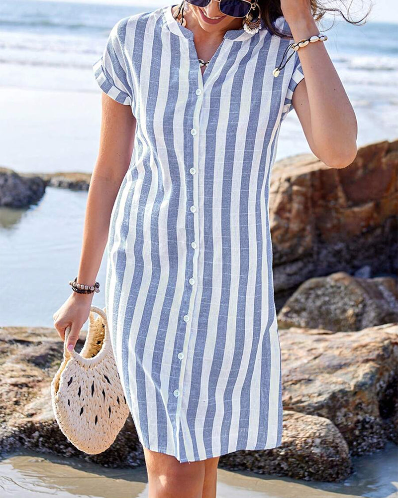Elegant everyday striped casual dress for women | Pamela -5