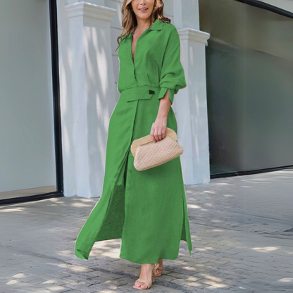 Elegant v-neck flowing maxi dress for women | Jeanette - 5