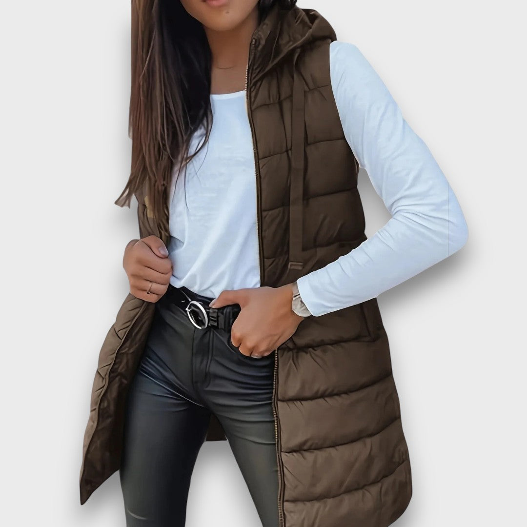 Casual sleeveless hooded puffer vest for women | Kaira -9