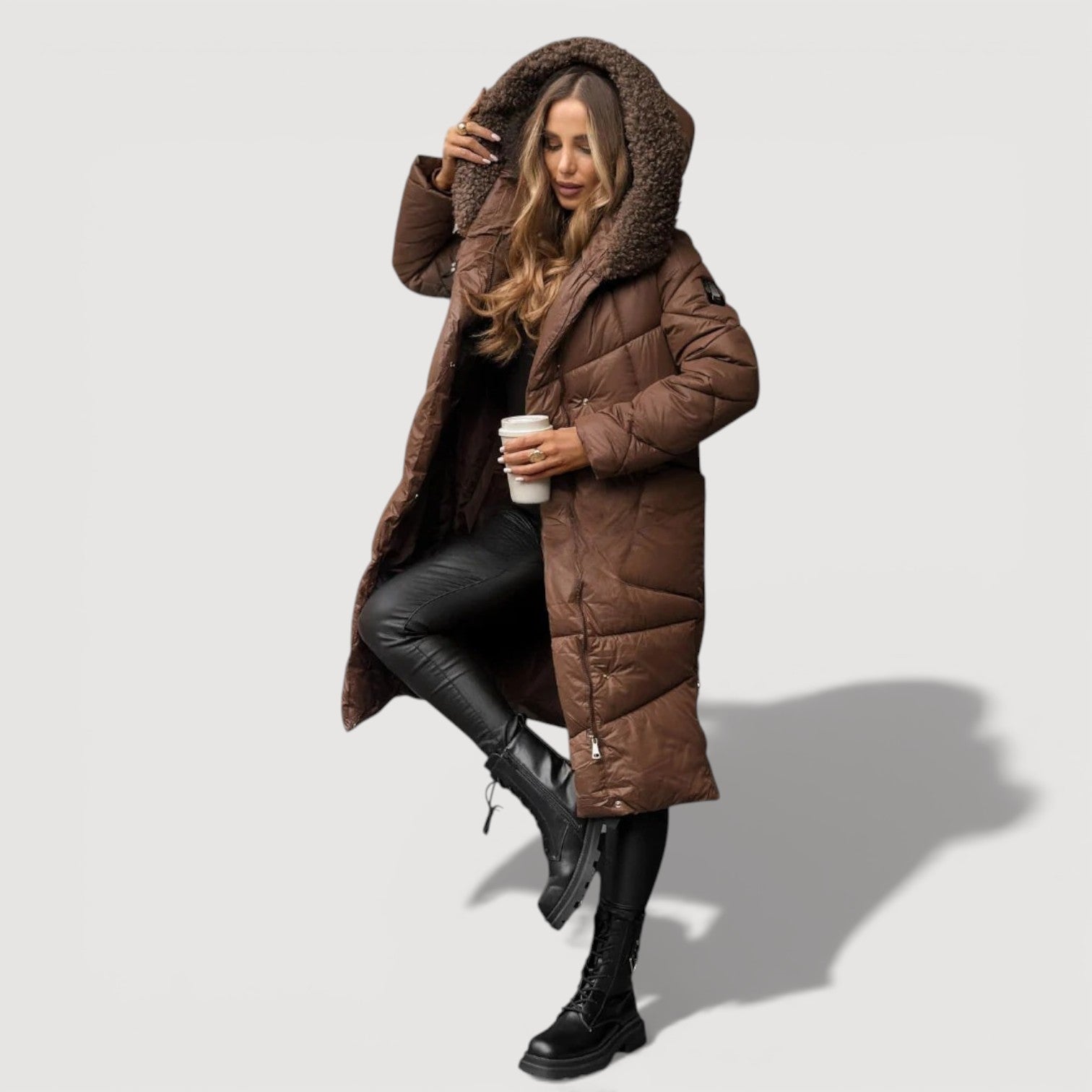 Warm classic longline puffer coat for women | Hilda -4