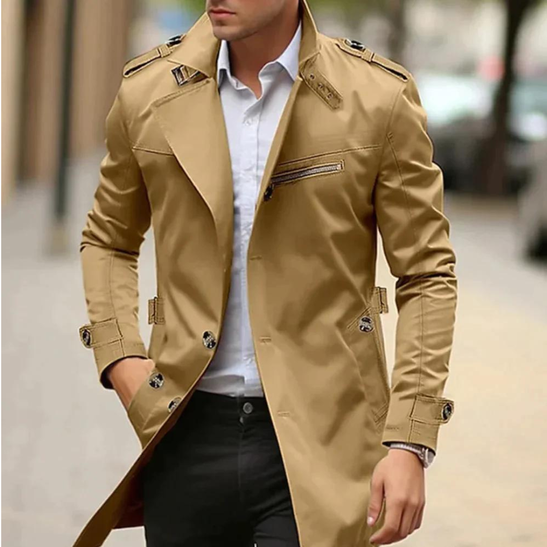 Classic Double Breasted Trench Coat Stylish For Men | Alarion