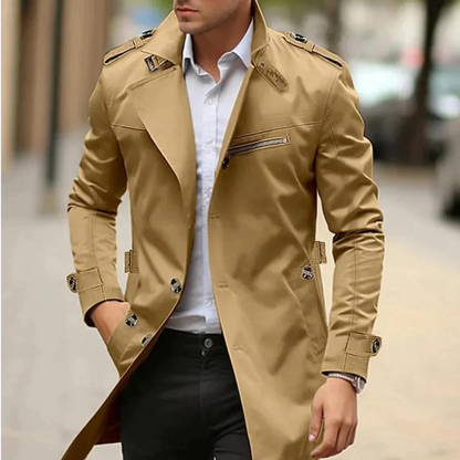 Classic Double Breasted Trench Coat Stylish For Men | Alarion