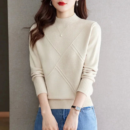 Ribbed Mock Neck Sweater Cozy For Women | Elowenna