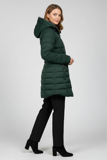 Long Hooded Quilted Puffer Coat Stylish For Women | Ravelle