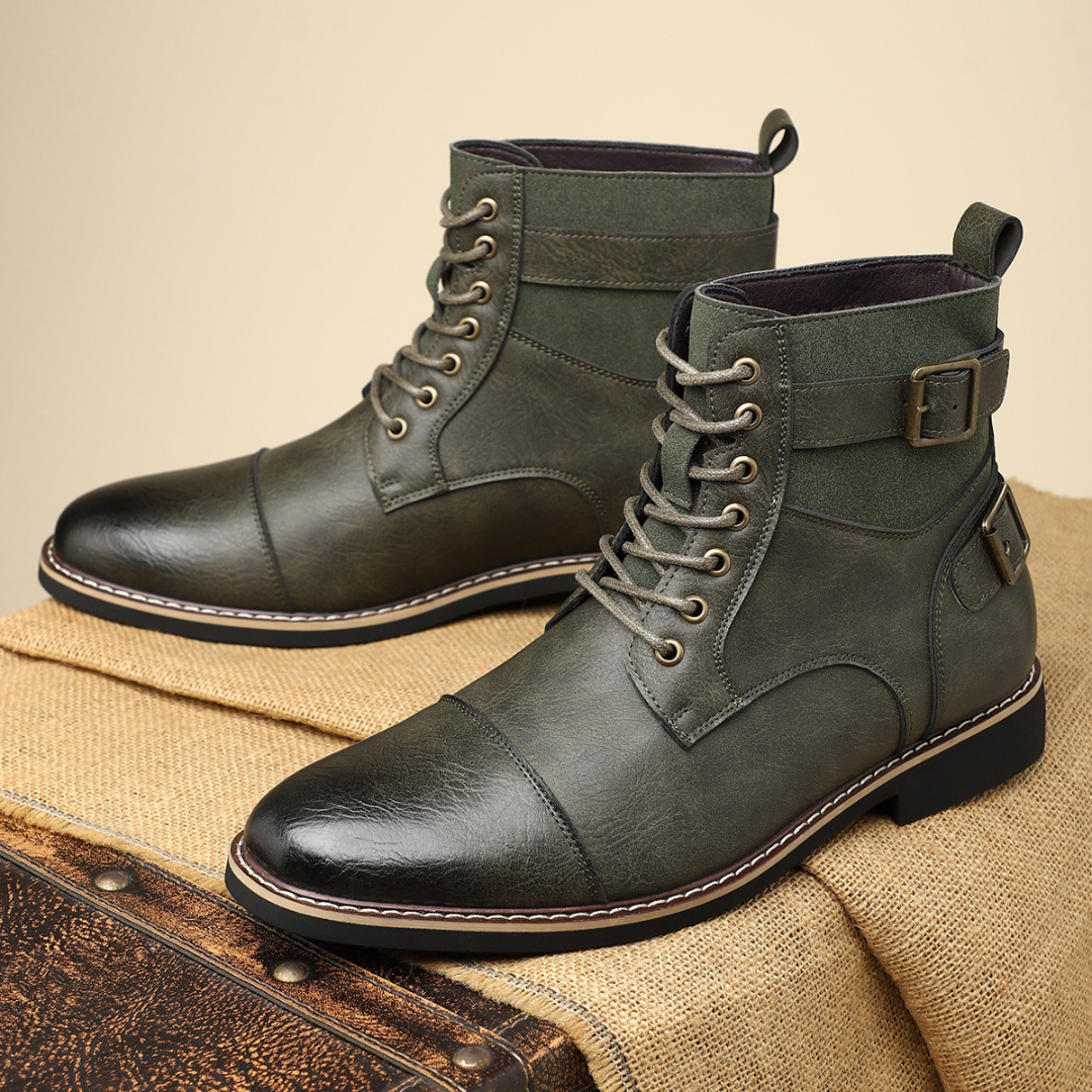 Classic lace-up leather-look boots for men | Xavier -2
