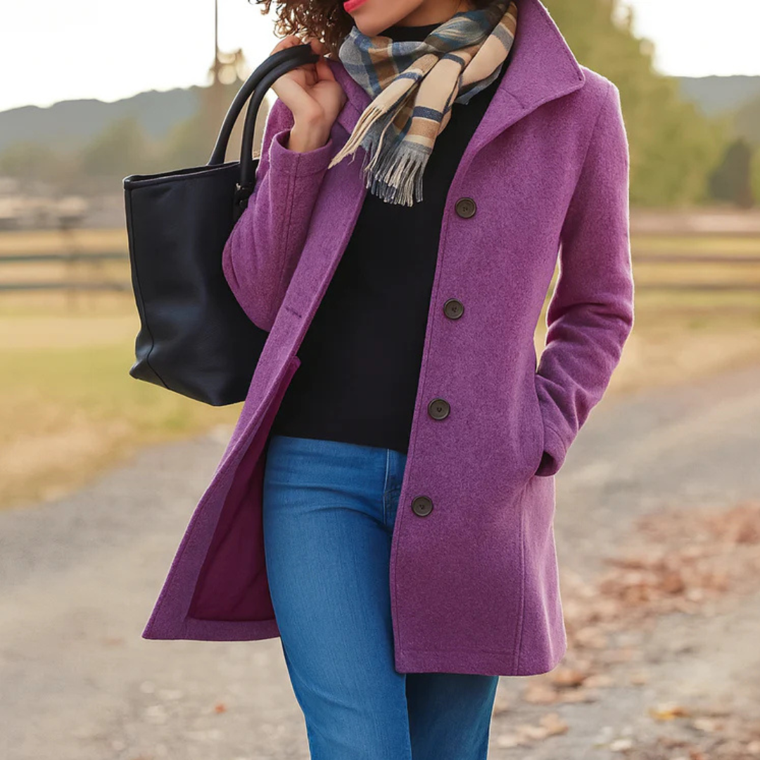 Classic Button Front Heritage Coat Stylish For Women | Emilia