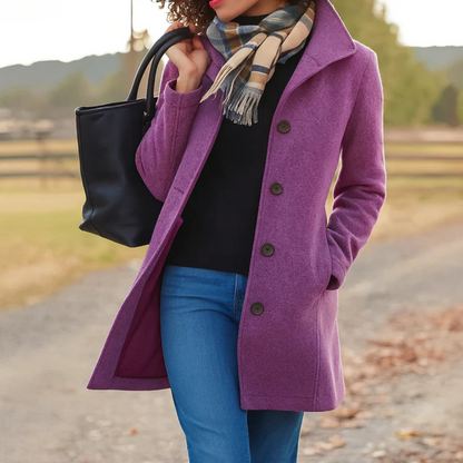 Classic Button Front Heritage Coat Stylish For Women | Emilia