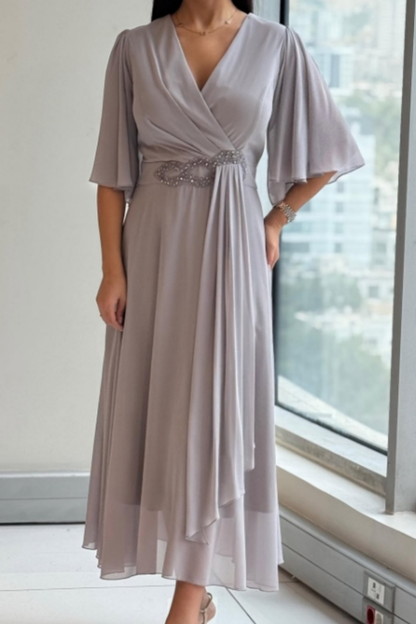 Elegant everyday flowing midi dress for women | Elma -2