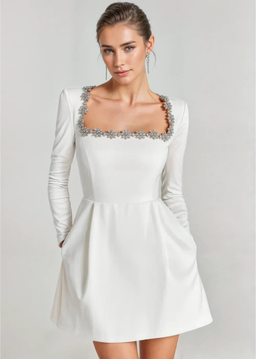 Elegant drape-neck velvet dress for women | Willow - 13